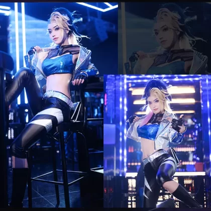 K/DA Rogue Assassin Akali Cosplay Costume - Street Style Rapper Outfit