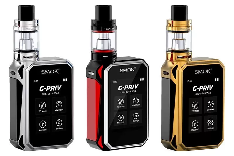 SMOK G-PRIV 220w Touch Screen 5.0ML Starter Kit With TFV8 Big Baby - Silver - Image 3