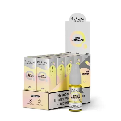 ElfLiq 10 Bottle Pack Pink Lemonade E Liquid - Elf Bar ElfLiq Pink Lemonade E Liquid 10ml (Nicotine Strength)#20mg>10mg>5mg (2EC765)