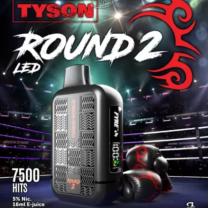Tyson 2.0 "ROUND 2" Heavy Weight Rechargeable Disposable Device – 7500 Puffs - Tobacco