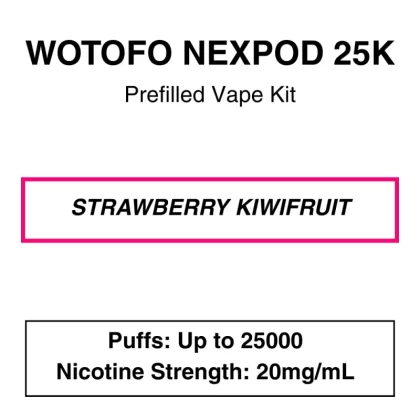Wotofo – Nexpod 25K – Prefilled Kit – Strawberry Kiwifruit – 25000 Puffs – 20mg/mL Nicotine