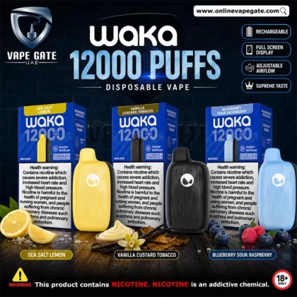 Waka Nova Rechargeable Disposable Vapes 12,000 Puffs - 18 mg / Sea Salt Lemon