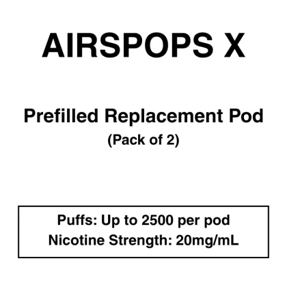 Airspops X – Prefilled Replacement Pod – 20mg/mL Nicotine – Pack of 2
