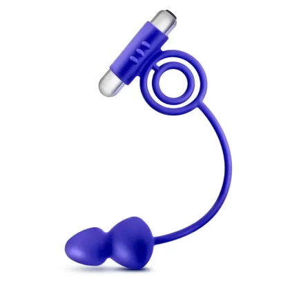 Performance Penetrator Anal Plug With Vibrating Cock Rings – Indigo
