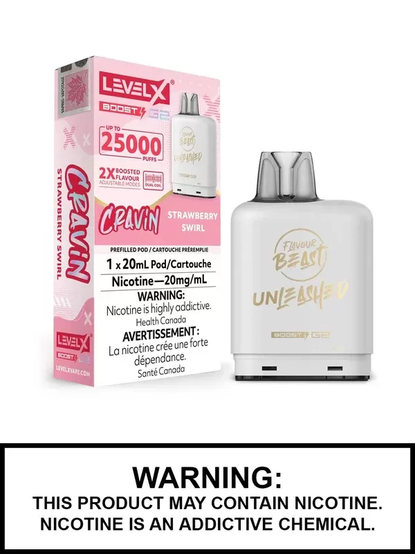 Strawberry Swirl Flavour Beast Unleashed Level X Boost G2 Pods