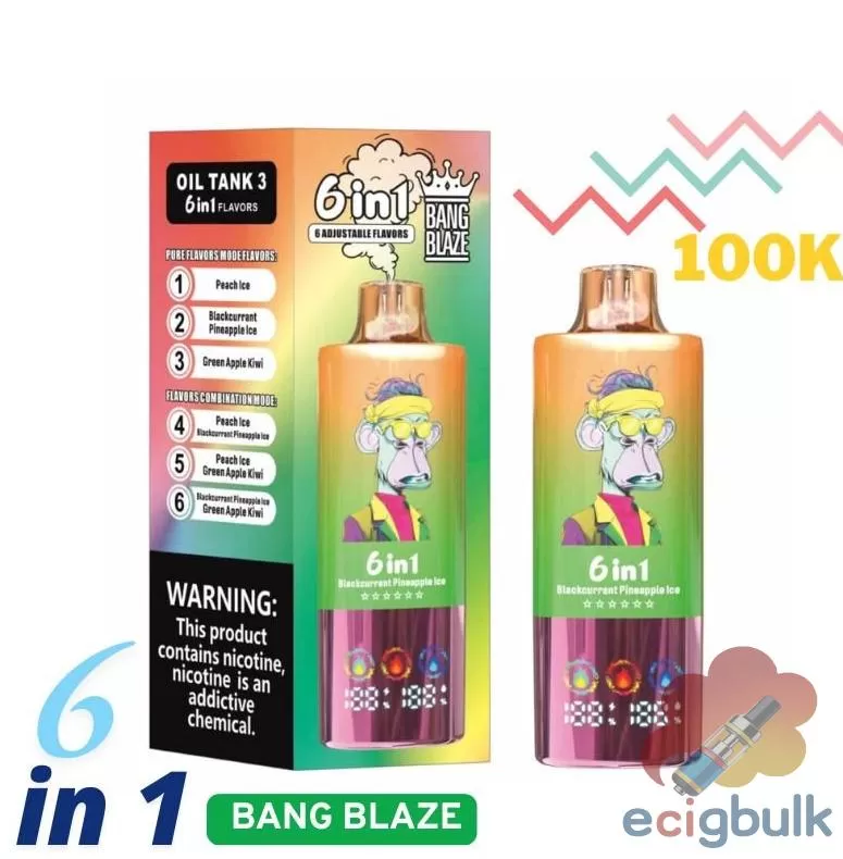 Bang Blaze 100K Puffs Disposable Vape – Triple Tanks, 6-in-1 Flavors & Endurance - Image 3