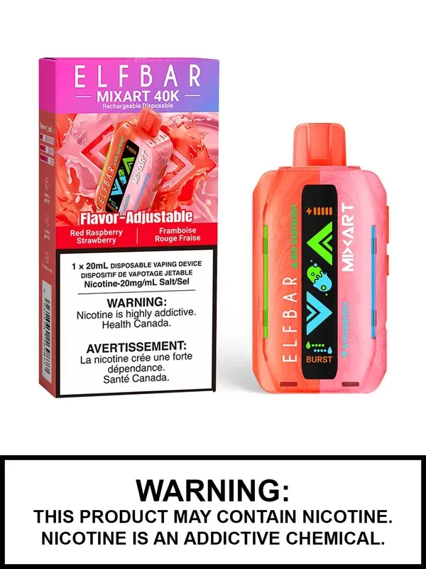 Red Raspberry Strawberry Elf Bar Mixart 40K Disposable Vape