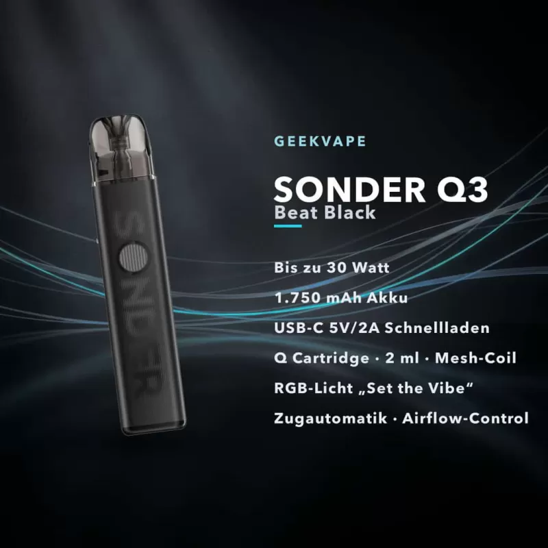 GeekVape Sonder Q3 E-Zigaretten – Set Beat Black - Image 2