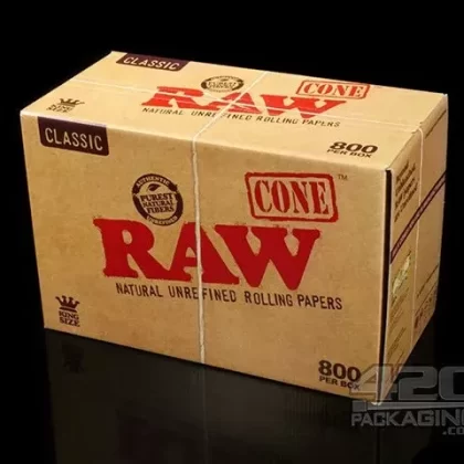 RAW | Classic King Size Pre-Rolled Backrolled Cones | 109mm – Unbleached Paper – 800 Count