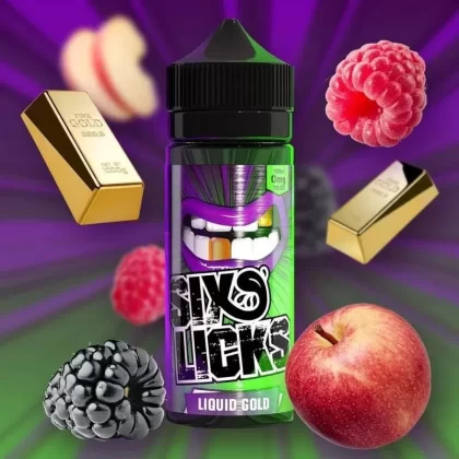 Liquid Gold by Six Licks 100ml + FREE NIC SHOTS