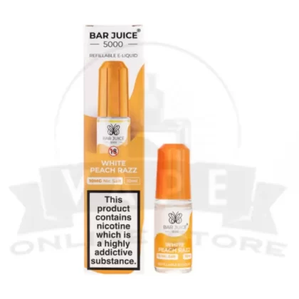 White Peach Razz Bar Juice 5000 Nic Salt E-Liquid | 4 for £10 - Pack of 1, Pack of 10; Vape Product, Vape Product (9B901D)