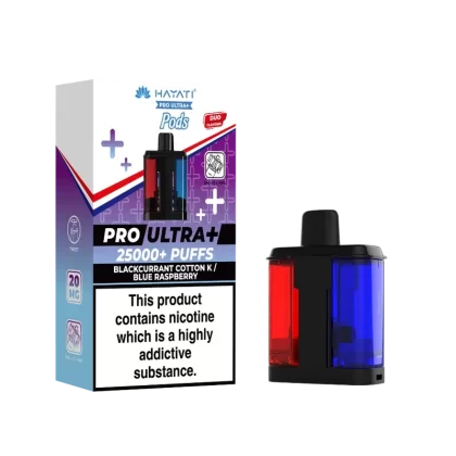 Hayati Pro Ultra Plus 25k Prefilled Pods Blackcurrant Cotton K/Blue Raspberry