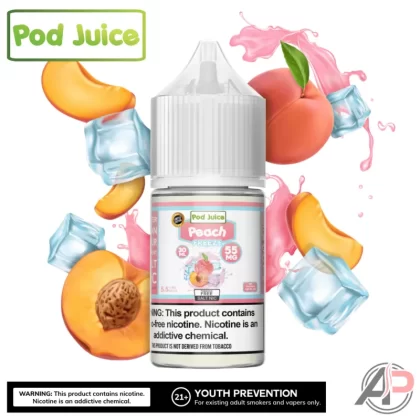 Pod Juice Peach Freeze Salt Nicotine 30mL - Salt Nicotine 35mg - 30mL, Salt Nicotine 55mg - 30mL