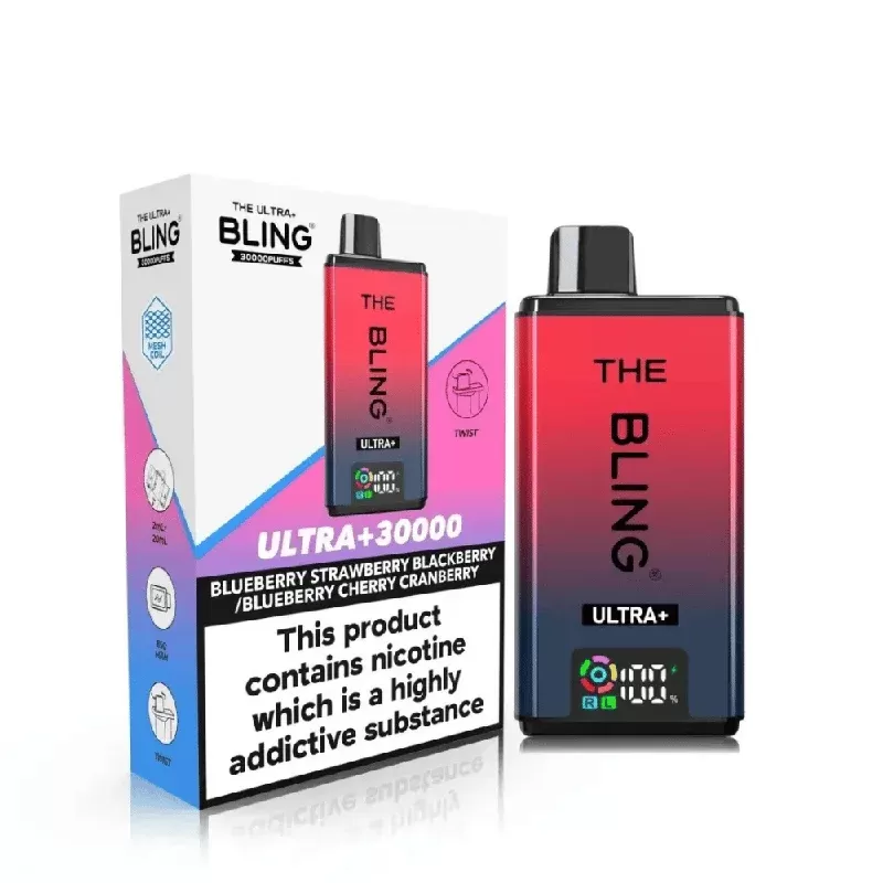 The Bling Ultra Plus 30K Vape Kit Blueberry Strawberry Blackberry / Blueberry Cherry Cranberry - Nicotine Strength#20mg