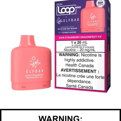 Sour Strawberry Dragonfruit Ice STLTH Loop Max x Elf Bar Pods