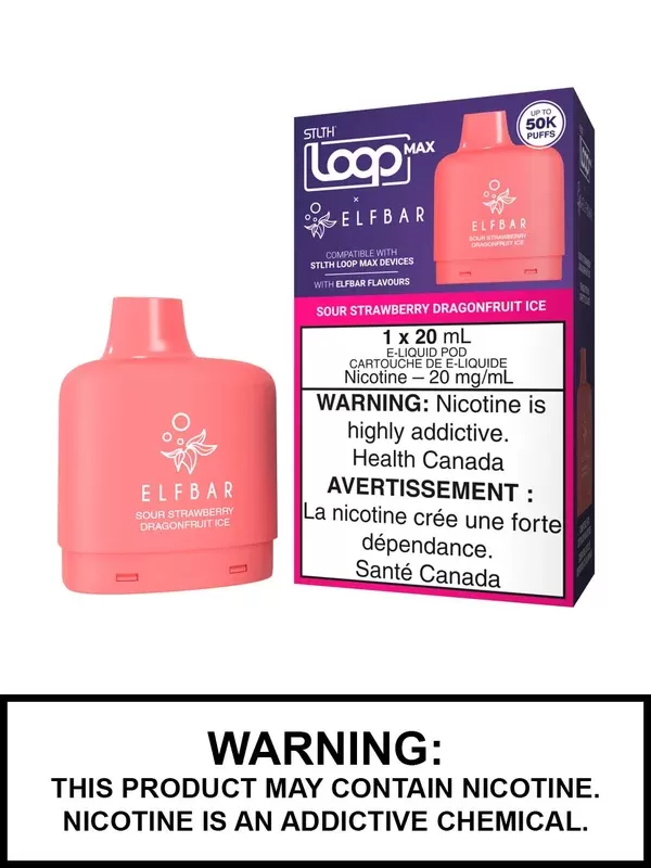 Sour Strawberry Dragonfruit Ice STLTH Loop Max x Elf Bar Pods