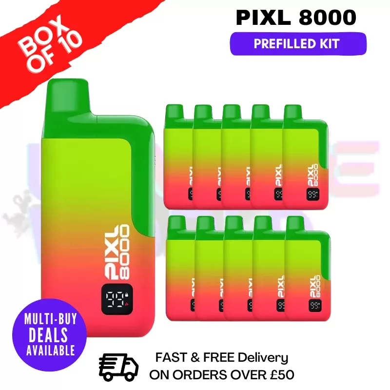 Straw Kiwi Razz Pixl 8000 Kits Box Of 10