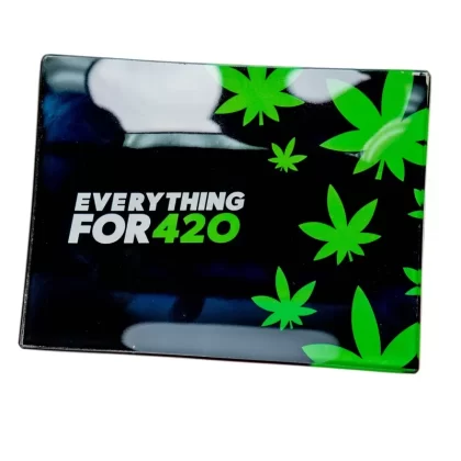 EF420 Glass Rolling Tray - Color#White>Black~Length#6.5 Inches>11 Inches