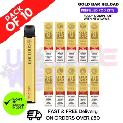 Straw Kiwi Watermelon Gold Bar Reload Prefilled Pod Kit Box of 10