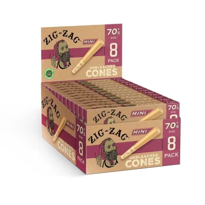 Zig Zag Mini 70’s Unbleached Cones 8 Pack