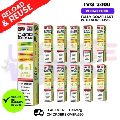Lemon Edition IVG 2400 RELOAD Pods – Box Of 10