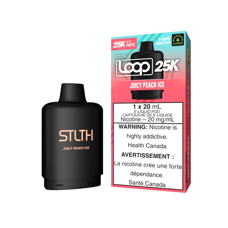 STLTH LOOP 25K Pod Pack - Juicy Peach Ice - 20 mg/mL (wholeseller) - Excise ON, 20 mg/mL (wholeseller) - Excise AB