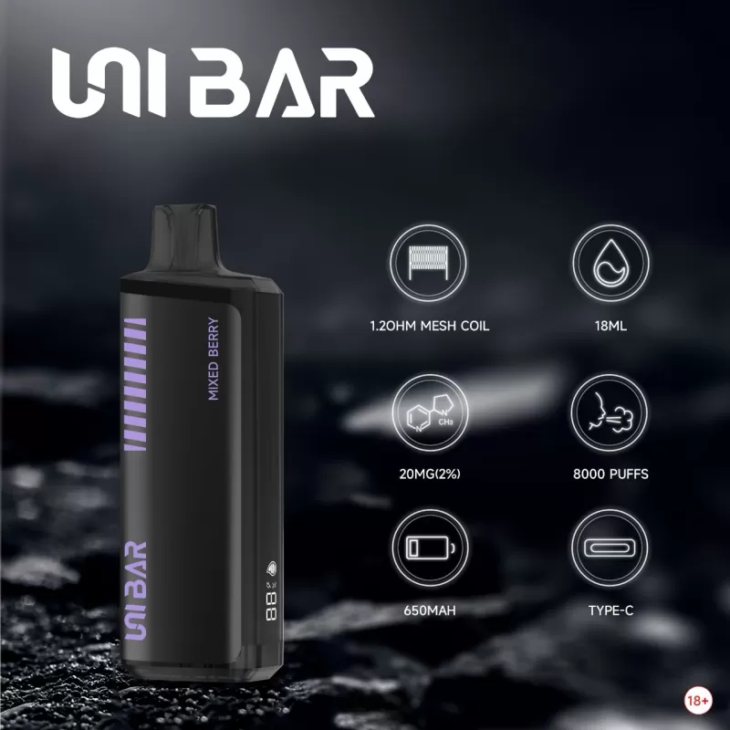 Unibar Rechargeable Disposable Vape (8000 Puffs) - Image 2