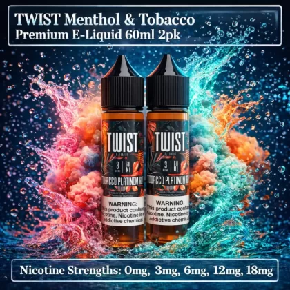 TWIST Menthol & Tobacco Premium E-Liquid 60ml 2pk - Tobacco Platinum No. 1 / 3mg - Vapeciga