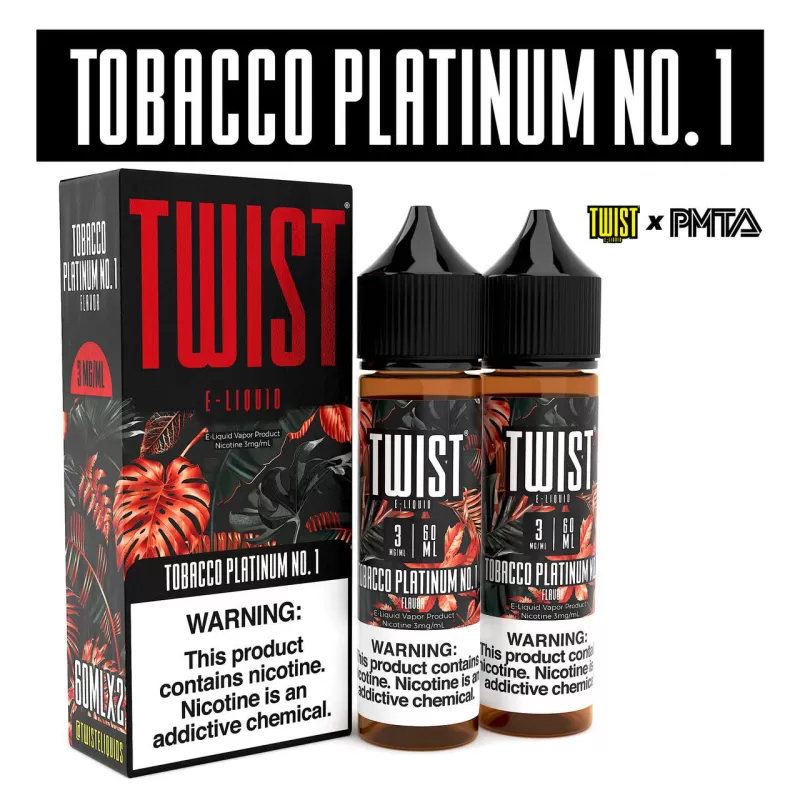 TWIST Menthol & Tobacco Premium E-Liquid 60ml 2pk - Tobacco Platinum No. 1 / 3mg - Vapeciga - Image 3