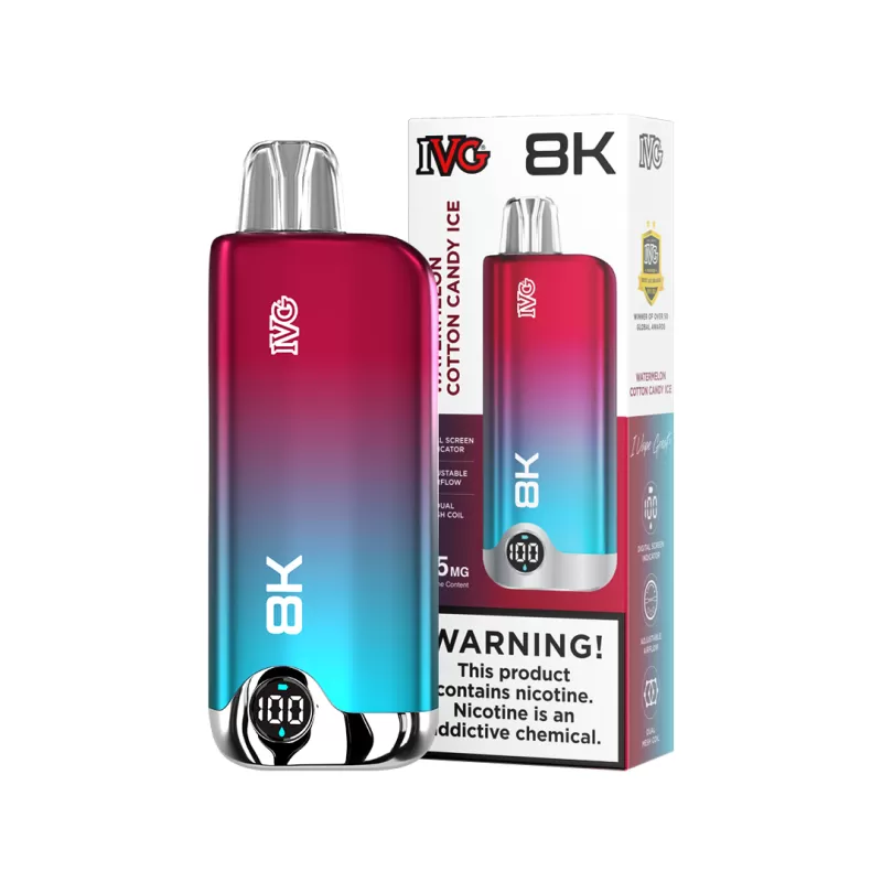 IVG 8000 Puff Watermelon Cotton Candy Ice (35 mg) - Image 3