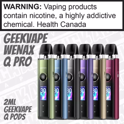 WENAX Q PRO Pod Kit by GeekVape - Colour#Black>Aurora Green>Sunburst Gold>Twilight Red>Azure Blue>Luminous Purple
