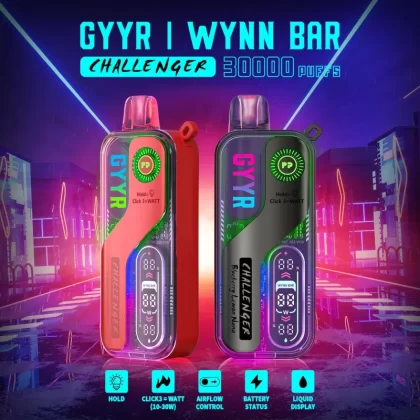 GYYR x Wynn Bar Challenger 30K Puff powered by PYNE POD Disposable Device - 30000 Puffs - Juicy Peach (Sealed w/o box)