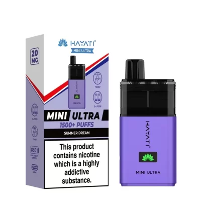 Hayati Mini Ultra 1500 Prefilled Vape Kit - Blackcurrant Lemonade / Straw' Lemonade, Blue Razz Cherry