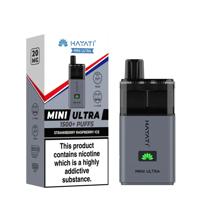 Hayati Mini Ultra 1500 Prefilled Vape Kit - Blackcurrant Lemonade / Straw' Lemonade, Blue Razz Cherry - Image 2