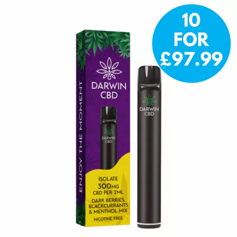 Box of 10 – Darwin 300mg CBD Isolate Prefilled Vape Kit - Vape Co