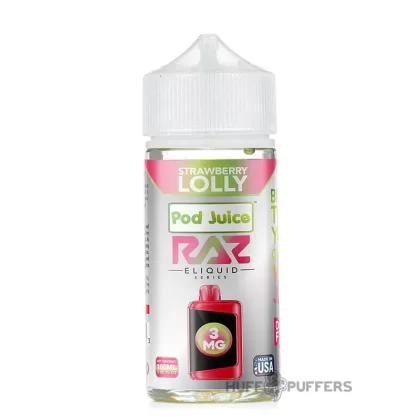 Pod Juice X Raz – Strawberry Lolly 100mL - Nicotine Strength#0mg>3mg>6mg