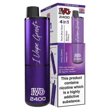 IVG 2400 Rechargeable Vape Purple Edition - Strength#20mg