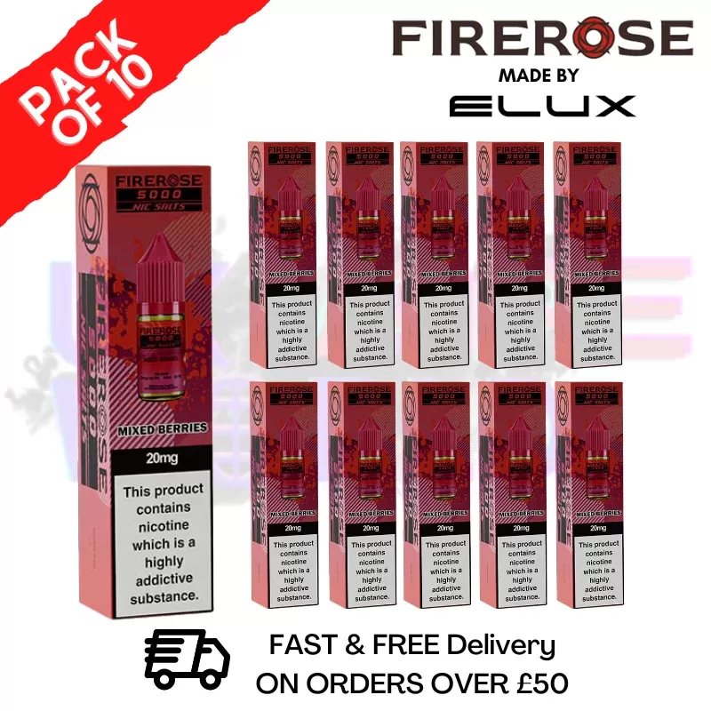 Mixed Berries Firerose 5000 Nic Salt Box Of 10