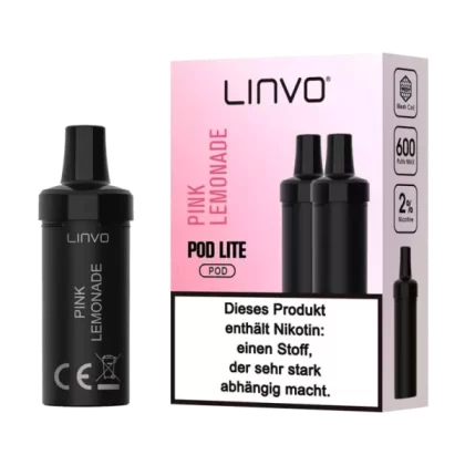 Linvo Pod Lite Cartridge – Pink Lemonade Prefilled Liquid – 2er Pack - Linvo Pod Lite / Propylenglykol / pflanzliches Glycerin / Aromastoffe / Nikotin / ca. 600 / 20mg/ml
