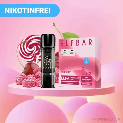 ELFBAR ELFA Pods Cherry 0mg – 2er Pack - Elf Bar / Linalool / Propylenglykol / Aromastoffe / Glycerin / Cooling Agent / Nikotinfrei