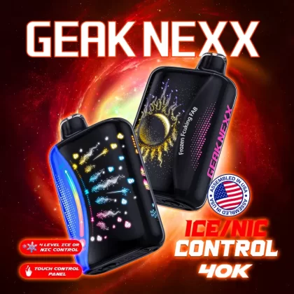 Assembled in USA | GEAK NEXX 40K Puff Nic/Ice Control Disposable Device- 40,000 Puffs - Strawberry Kiwi (Ice Adjust)