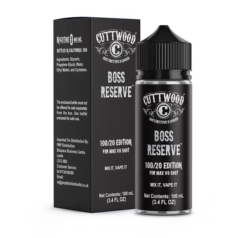 Cuttwood Boss Reserve 100ml Vape Juice - Add Nic Shot#0 Nic Shots>1 x 18mg Nic Shot>2 x 18mg Nic Shots