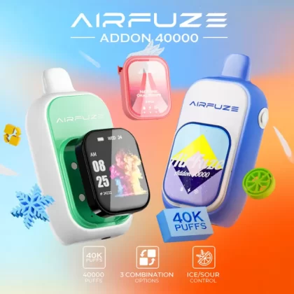 AIRFUZE Addon 40K Disposable Device - 40000 Puffs - Addon w/ Art Patch (10% Chance to Win Smartwatch) / Sour Blue Pink Lemonade (Sour Control)