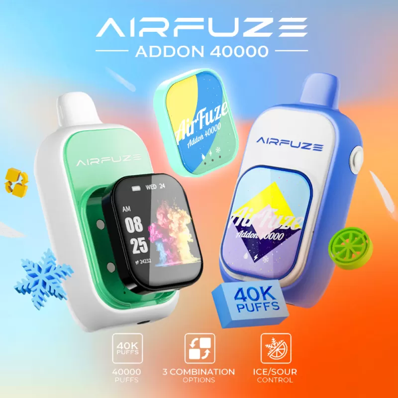 AIRFUZE Addon 40K Disposable Device - 40000 Puffs - Addon w/ Art Patch (10% Chance to Win Smartwatch) / Sour Blue Pink Lemonade (Sour Control) - Image 2
