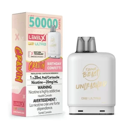 Flavour Beast Level X G2 Ultra Pod – 50k Puffs – Cravin’ Birthday Confetti