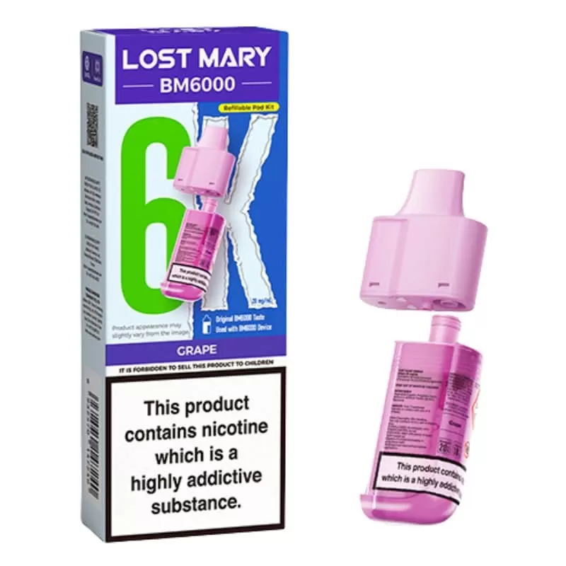 Grape BM6000 Prefilled Pods by Lost Mary (2ml + 10ml) - 20mg