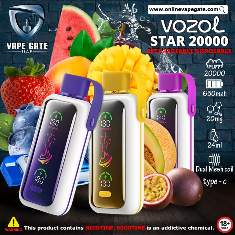 Vozol Star Rechargeable Disposable Vape (20,000 Puffs) - Blueberry Storm / 50 mg