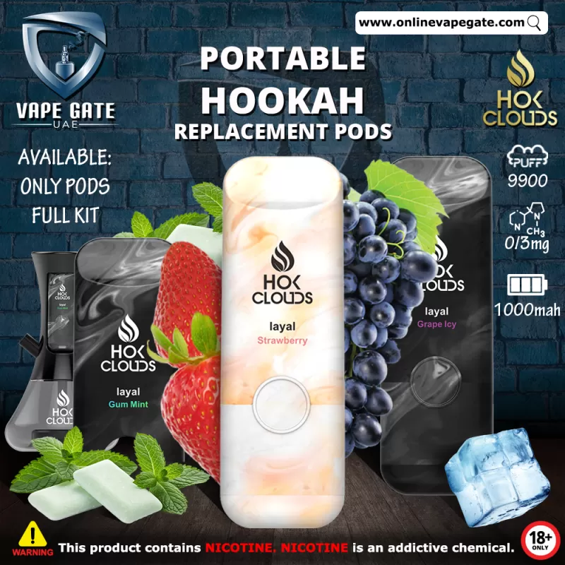 XTRA - HOK CLOUDS PORTABLE HOOKAH REPLACEMENT PODS - Blue Raspberry / 3 mg