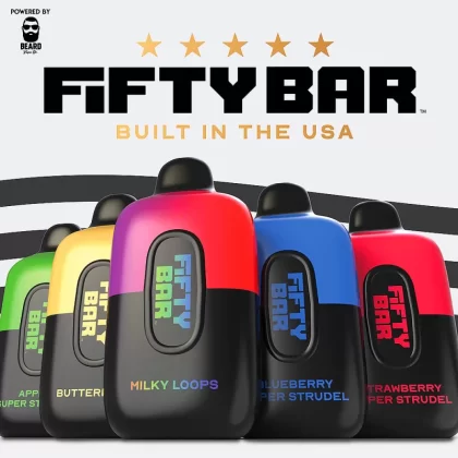 FIFTY BAR "Black Series" Powered by BEARD VAPE Co. 20K Puff Disposable Device - 20000 Puffs - Blueberry Cereal Donut Milk
